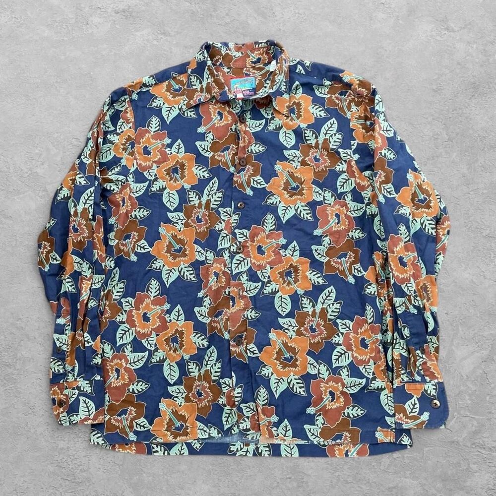VTG 90s Reyn Spooner Joe Kealoha Hawaiian Shirt S Long Sleeve Aloha